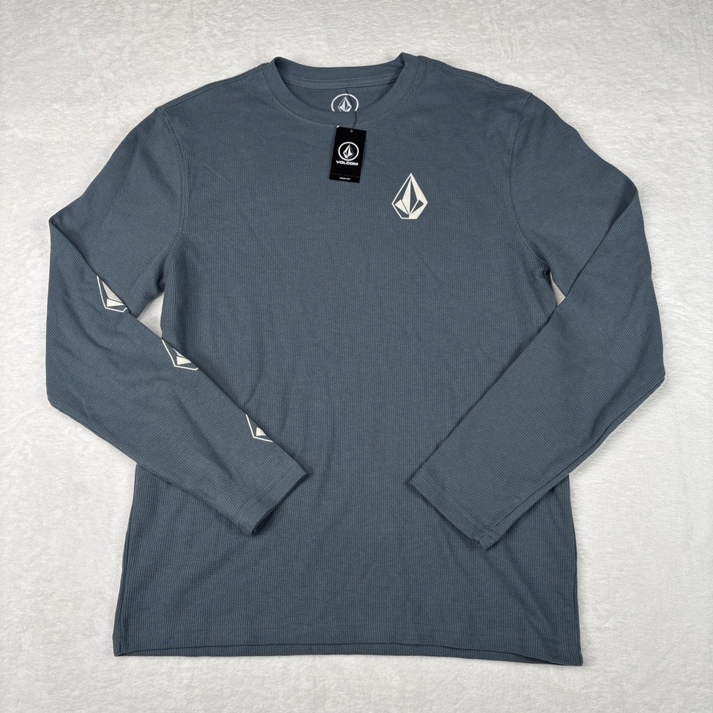 Volcom Waffle Thermal Shirt Men's Size Small Blue Long Sleeve Brand New